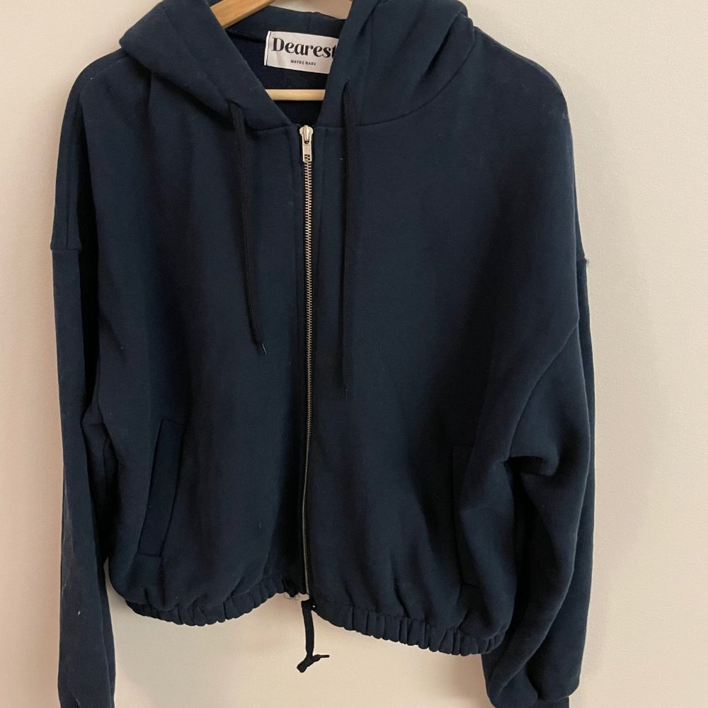 cropped fleece hoodie brown